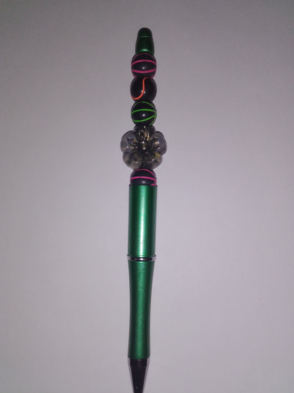 Green Beaded Floral Top Pen
